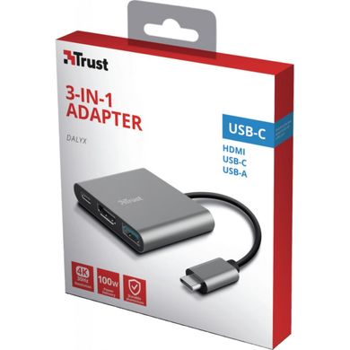 Trust Dalyx 3-in-1 Multiport USB-C Adapter ALUMINIUM (23772) 330268 фото