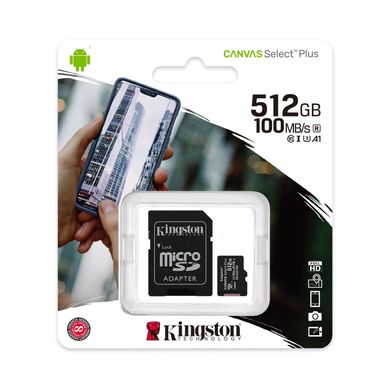 Kingston 512 GB microSDXC Class 10 UHS-I U3 Canvas Select Plus + SD Adapter (SDCS2/512GB) 323520 фото