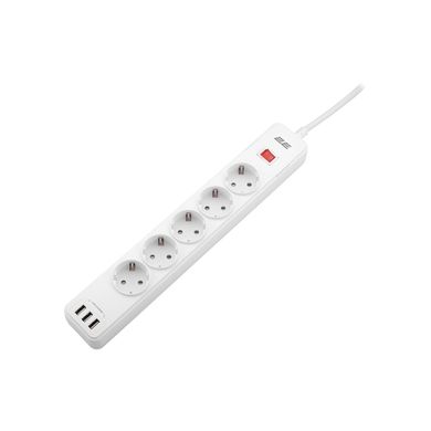 2E 5XSchuko 3G*1.5мм, 3*USB-A, 2м, white (2E-SP515M2USBWH) 326916 фото