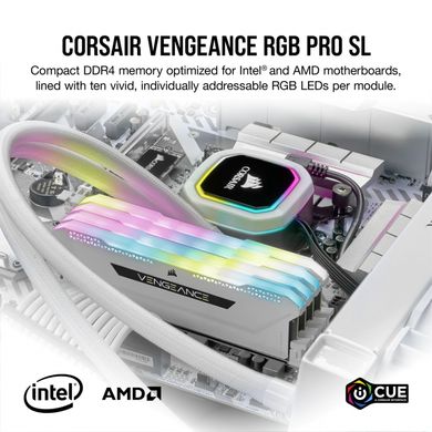 Corsair 16 GB (2x8GB) DDR4 3600 MHz Vengeance RGB Pro SL White (CMH16GX4M2D3600C18W) 326578 фото