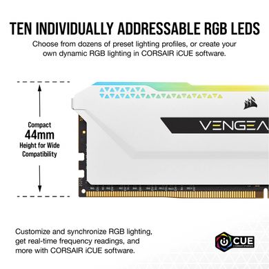 Corsair 16 GB (2x8GB) DDR4 3600 MHz Vengeance RGB Pro SL White (CMH16GX4M2D3600C18W) 326578 фото