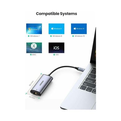 UGREEN CM275 USB-C to 2.5 Gigabit Ethernet Adapter Grey (70446) 325085 фото