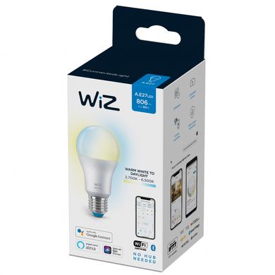 WiZ LED Smart E27 8W 806Lm A60 2700-6500K Wi-Fi (929002383502) 327759 фото
