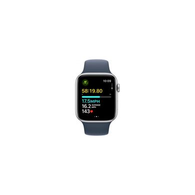 Apple Watch SE 2 GPS 44mm Silver Aluminium Case with Storm Blue Sport Band M/L (MREE3) 6915023 фото