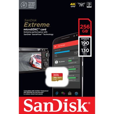 SanDisk 256 GB microSDXC UHS-I U3 V30 A2 Extreme (SDSQXAV-256G-GN6MN) 323244 фото