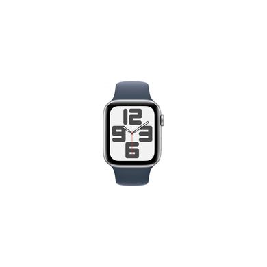 Apple Watch SE 2 GPS 44mm Silver Aluminium Case with Storm Blue Sport Band S/M (MREC3) 6915022 фото