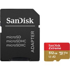 SanDisk 512 GB microSDXC UHS-I U3 V30 A2 Extreme + SD-Adapter (SDSQXAV-512G-GN6MA) 323243 фото