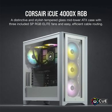 Corsair iCUE 4000X RGB Tempered Glass White (CC-9011205-WW) 326611 фото