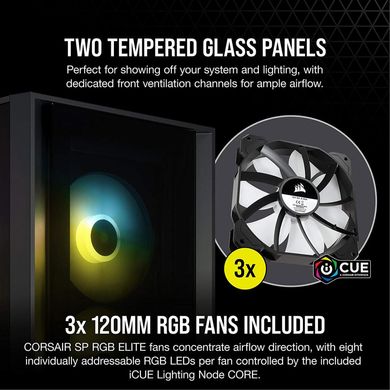 Corsair iCUE 4000X RGB Tempered Glass Black (CC-9011204-WW) 305155 фото