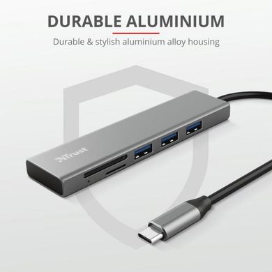 Trust Halyx Fast USB-C Hub & Card reader Aluminium (24191) 330265 фото