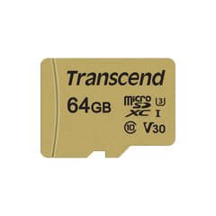 Transcend 64 GB microSDXC UHS-I U3 500S + SD Adapter TS64GUSD500S 325160 фото
