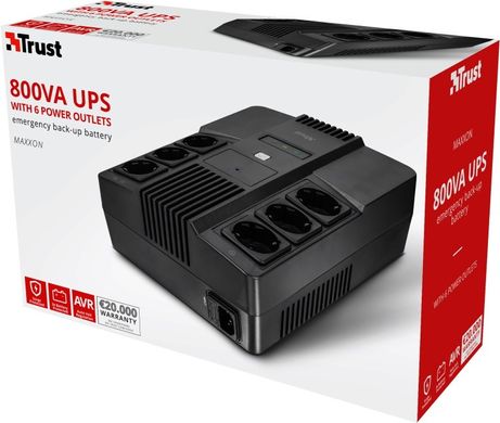 Trust Maxxon 800VA UPS with 6 standard wall power outlets BLACK 23326 305926 фото