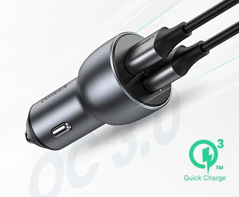 UGREEN CD213 40W 2xUSB Type-C PD Fast Car Charger Space Grey (70594) 331247 фото